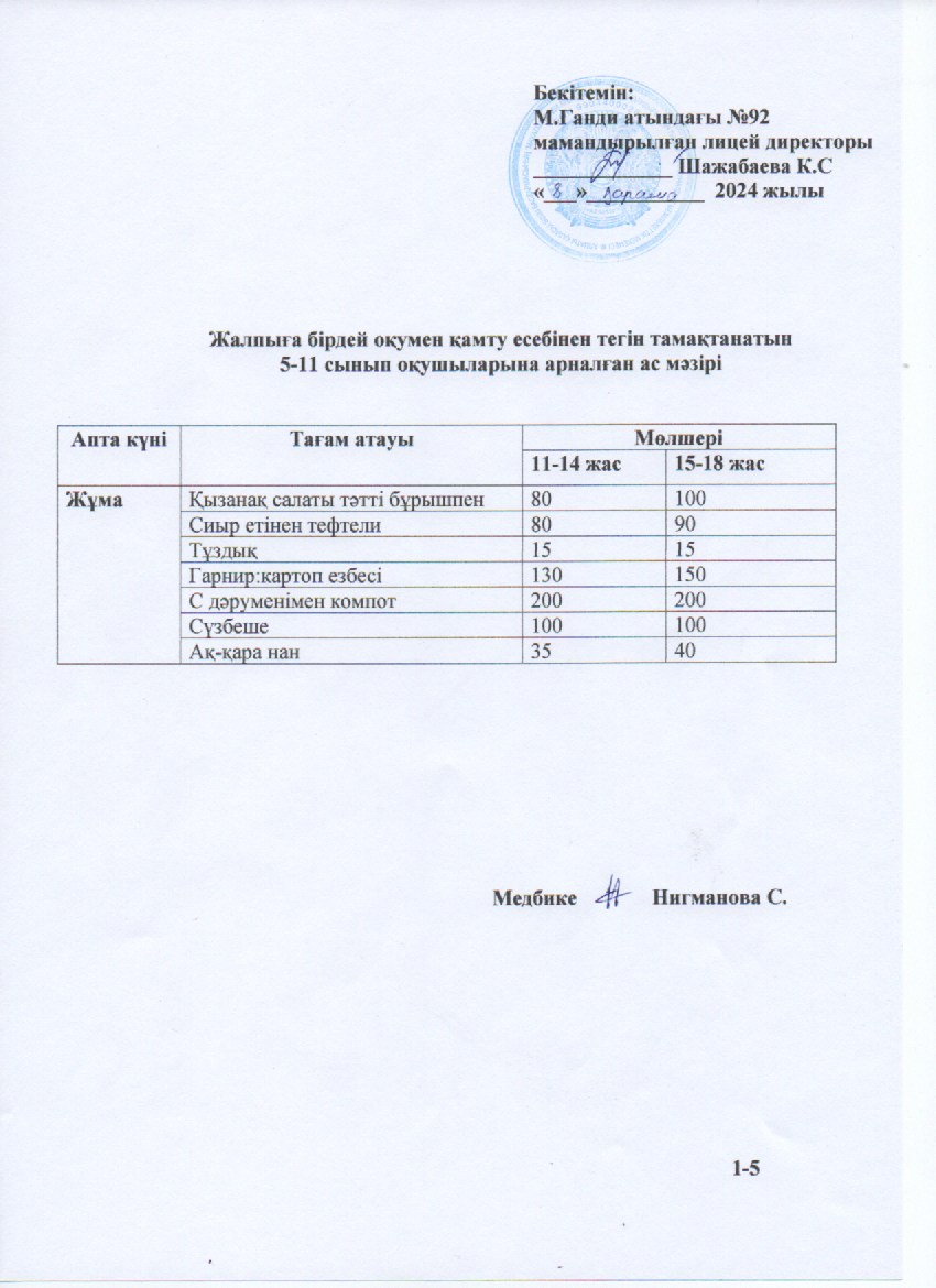 Ас мәзірі - 08.11.2024ж