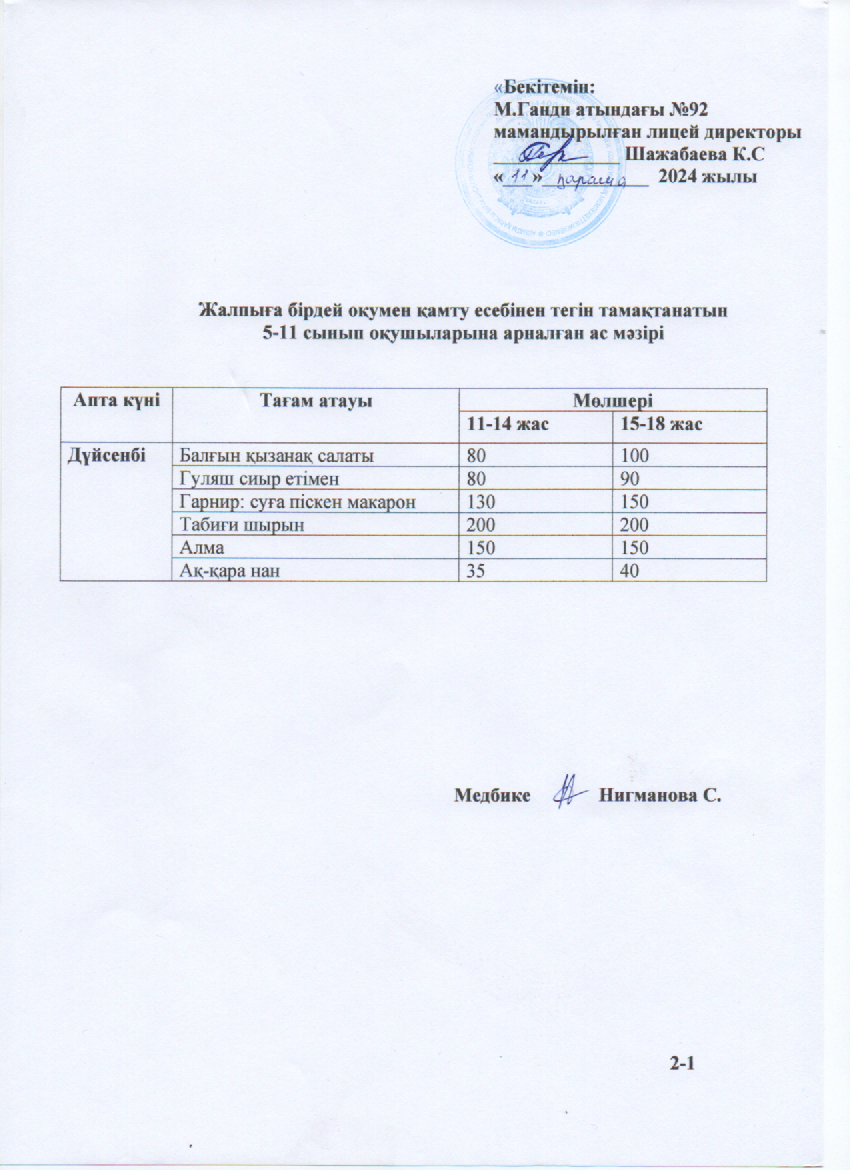 Ас мәзірі-11.11.2024ж