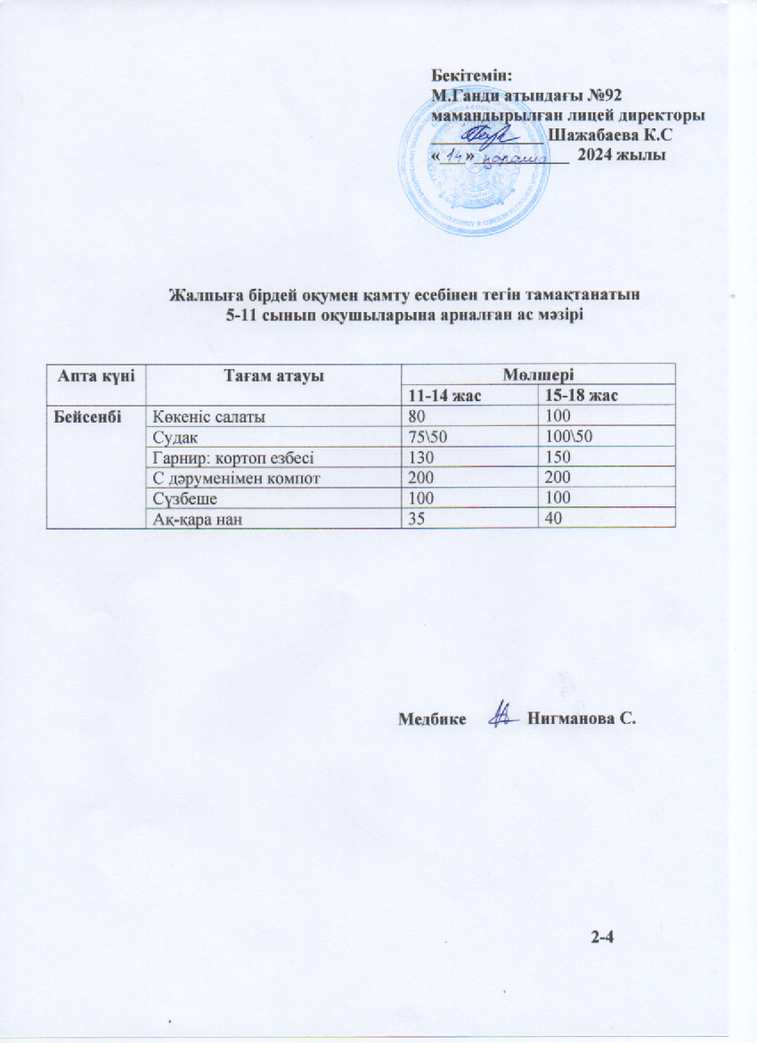 Ас мәзірі-14.11.2024ж