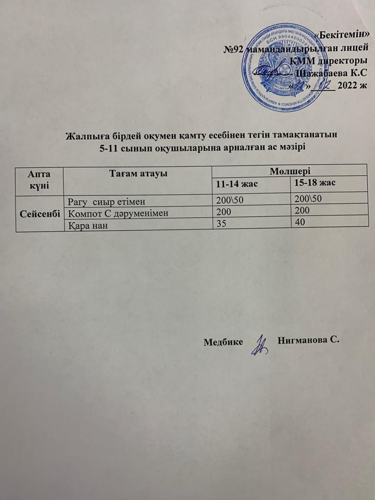 Ас мәзірі-13.12.2022 жыл