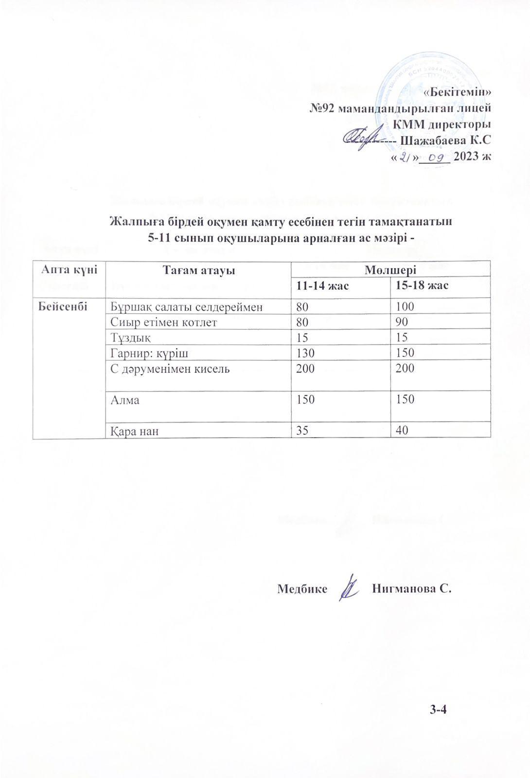 Ас мәзірі-21.09.2023 жыл