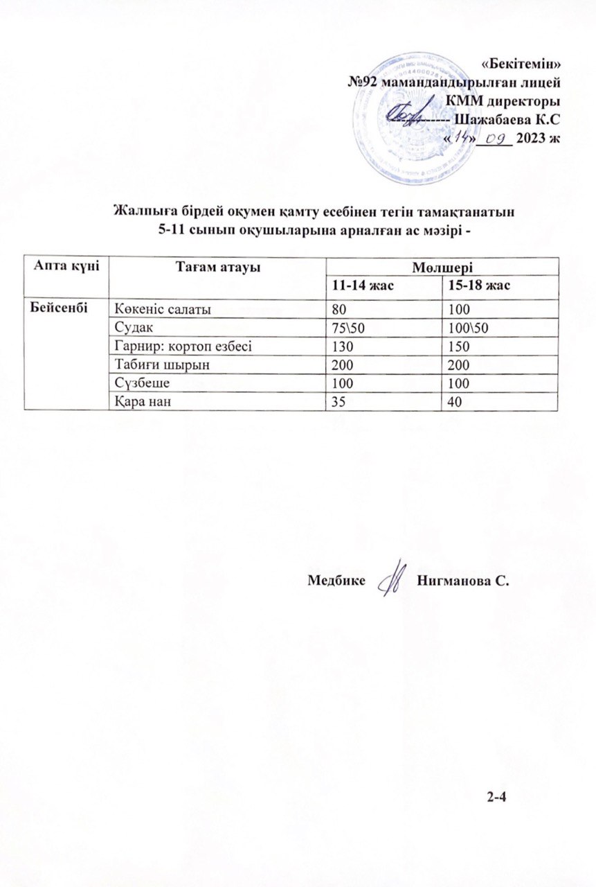 Ас мәзірі-14.09.2023 жыл