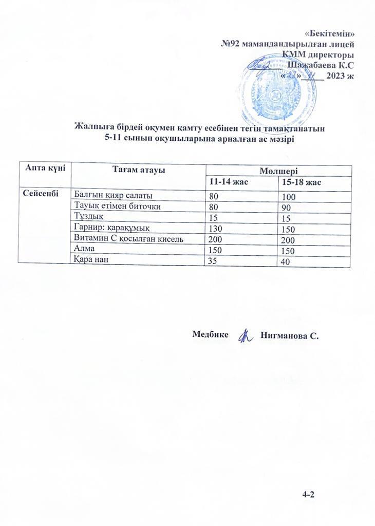 Ас мәзірі-28.11.2023 жыл