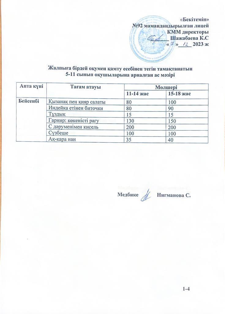 Ас мәзірі-07.12.2023 жыл