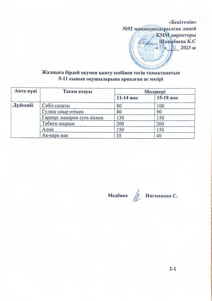 Ас мәзірі-11.12.2023 жыл