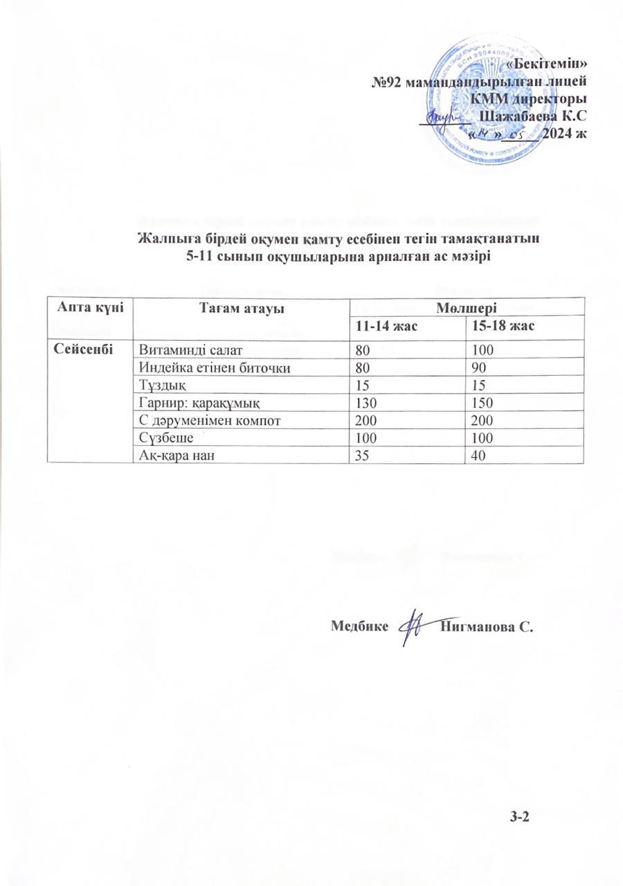 Ас мәзірі-14.05.2024 жыл