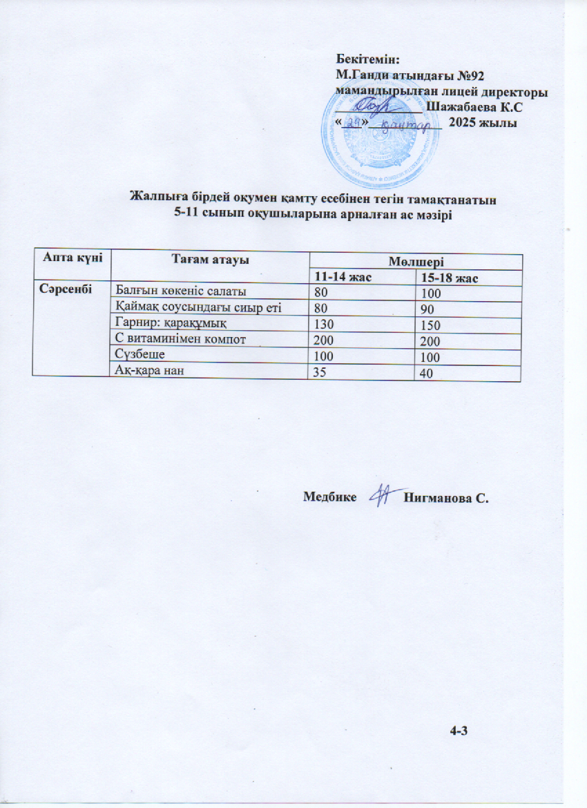 Ас мәзірі-29.01.2025ж