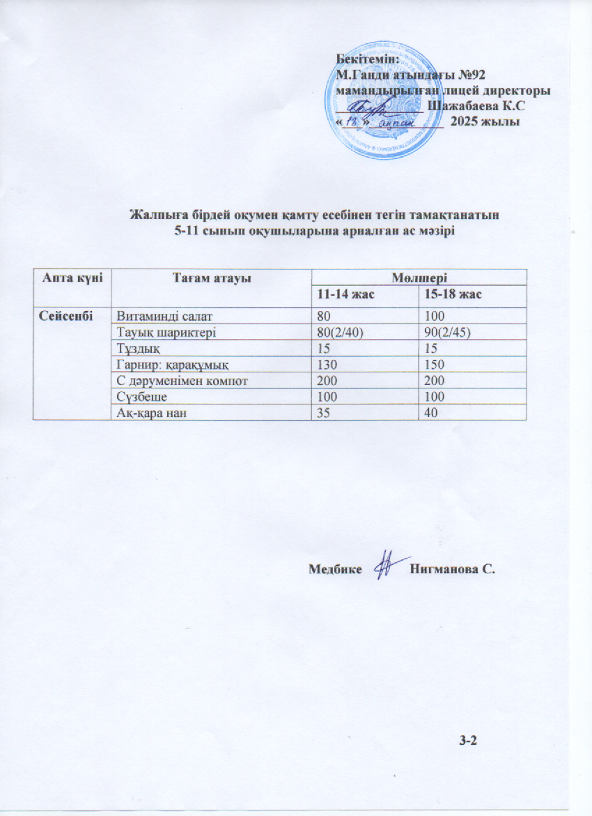 Ас мәзірі-18.02.2025ж