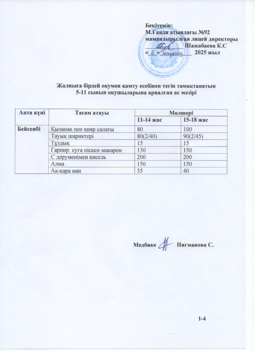 Ас мәзірі-06.03.2025ж