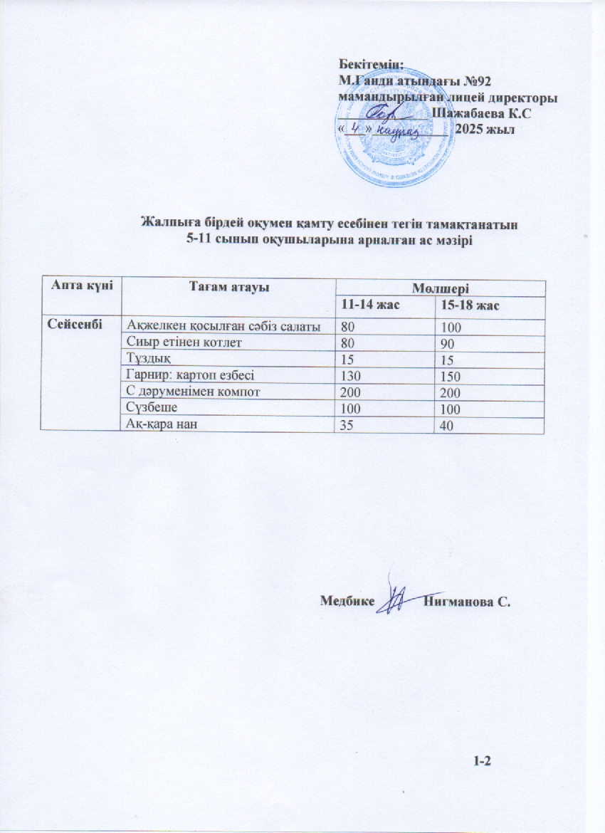 Ас мәзірі-04.03.2025ж