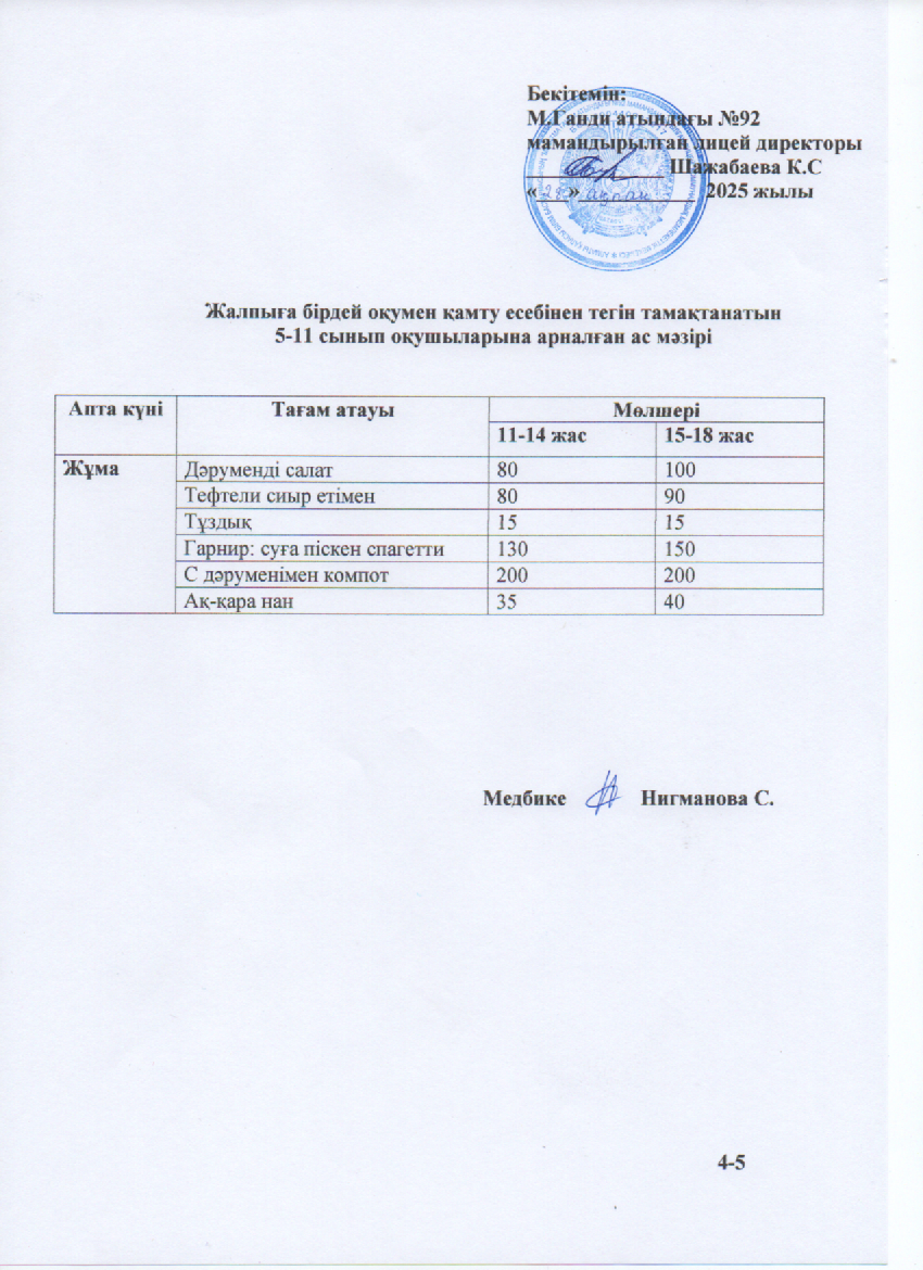 Ас мәзірі-28.02.2025ж