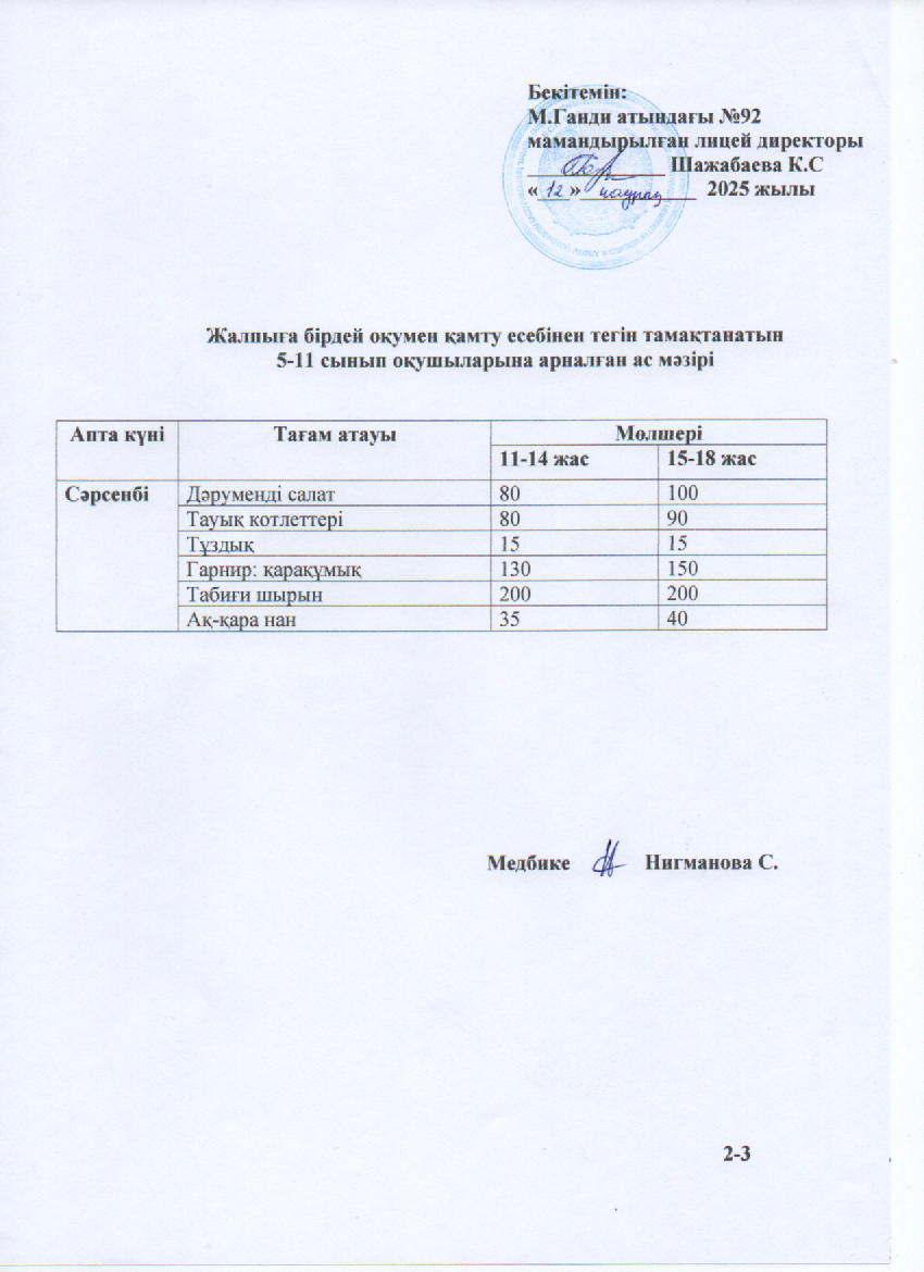 Ас мәзірі-12.03.2025ж