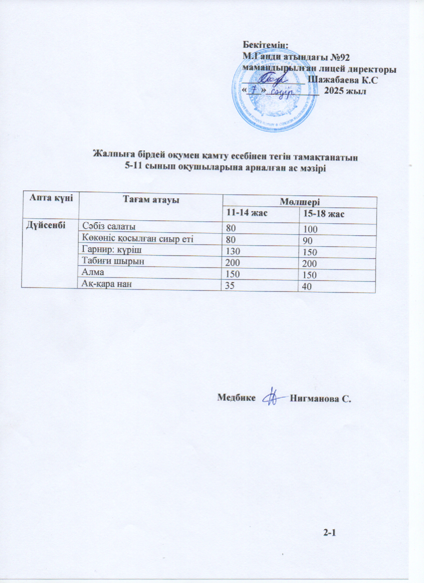 Ас мәзірі-07.04.2025ж