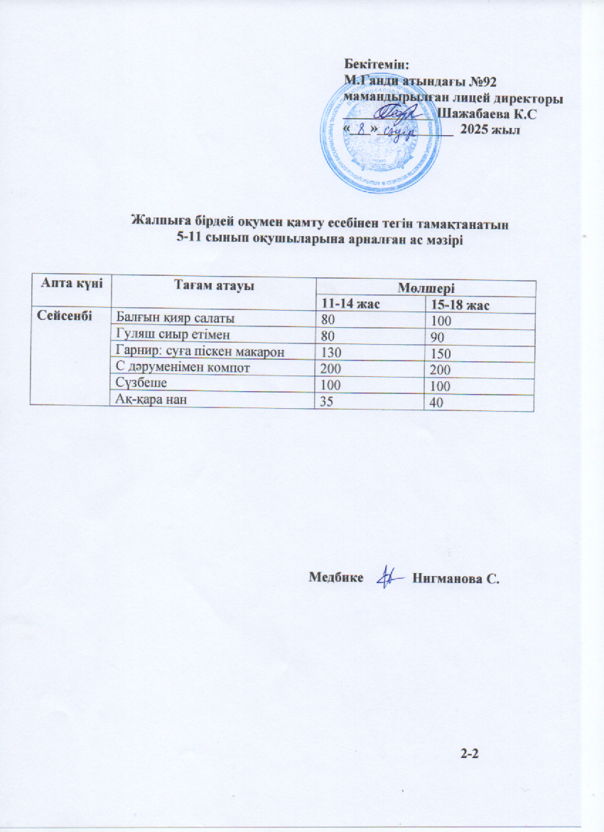Ас мәзірі-08.04.2025ж
