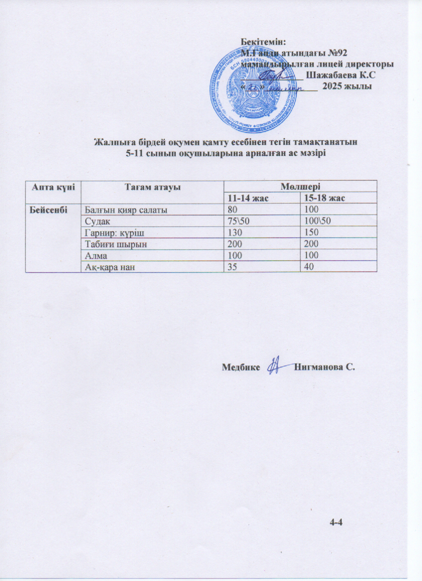Ас мәзірі-22.05.2025ж