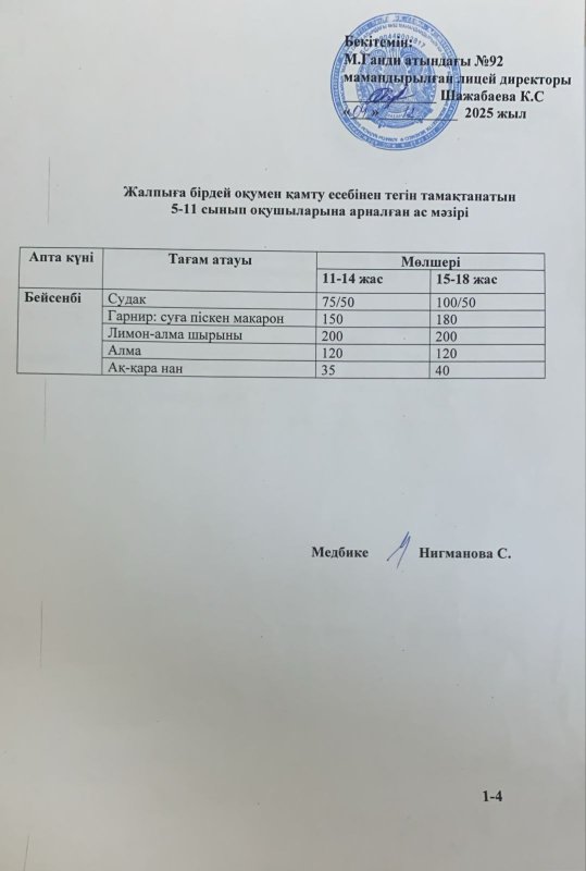 Ас мәзірі 04.12.2025