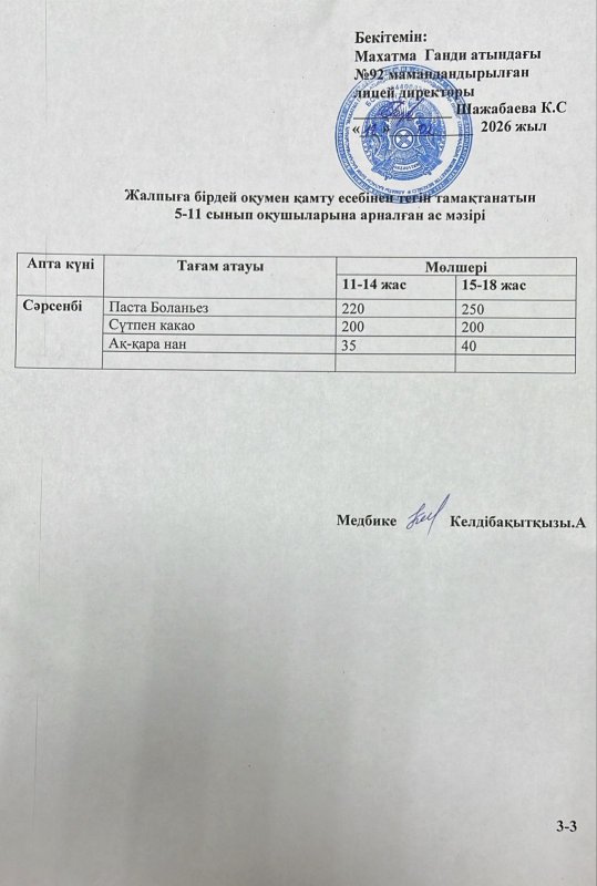 Ас мәзірі 18.02.2026 жыл