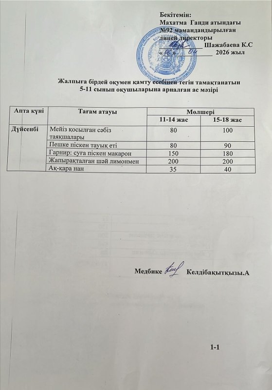Ас мәзірі 06.04.2026 жыл