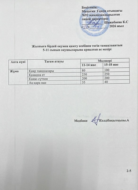 Ас мәзірі 17.04.2026 жыл
